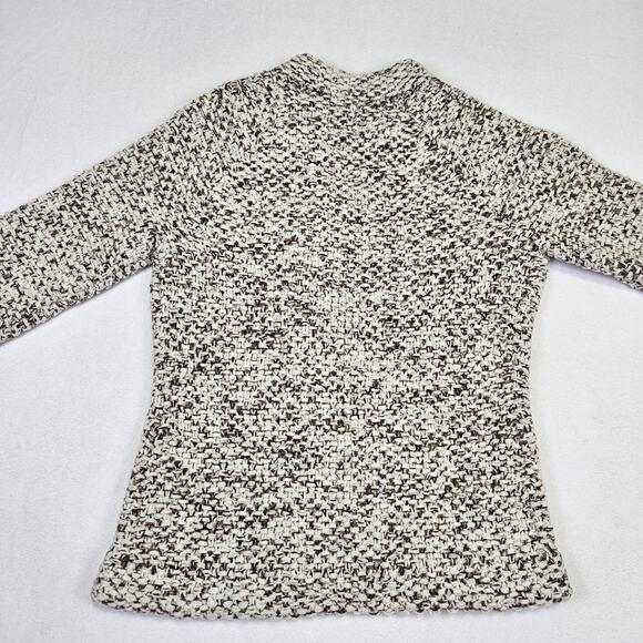 VTG J.Crew Womans Handknit Lambs Wool Cardigan Sweater Marble Brown Fisherman XS - Picture 7 of 16
